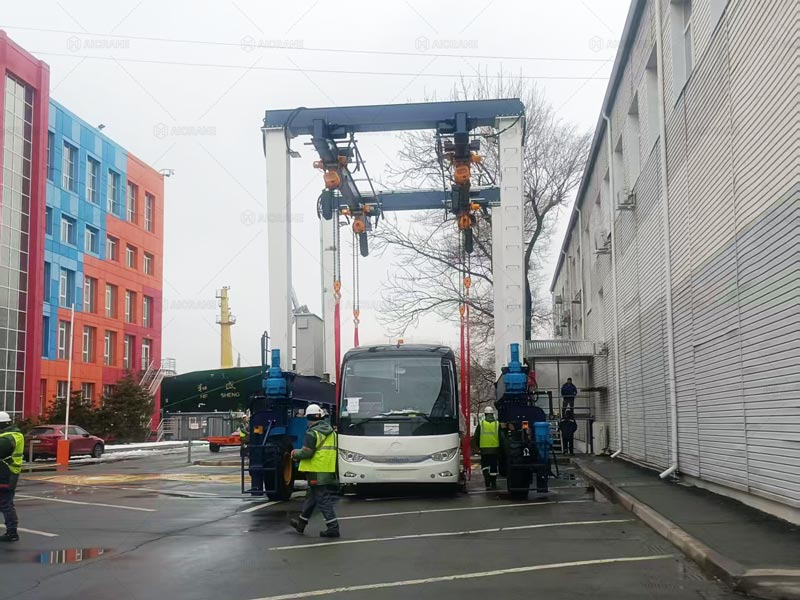 Aicrane Grúa Portico sobre Neumáticos 20T para el Manejo de Autobuses